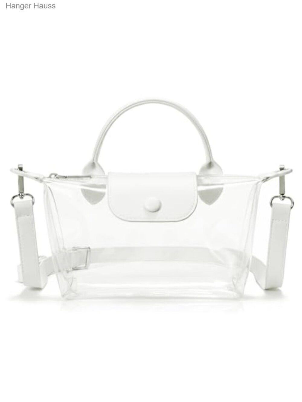 Clear Mini Crossbody Bag Adjustable Strap Vegan Leather Trim Women